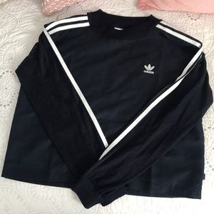 Navy Long sleeve Adidas Crop Top/ Shirt